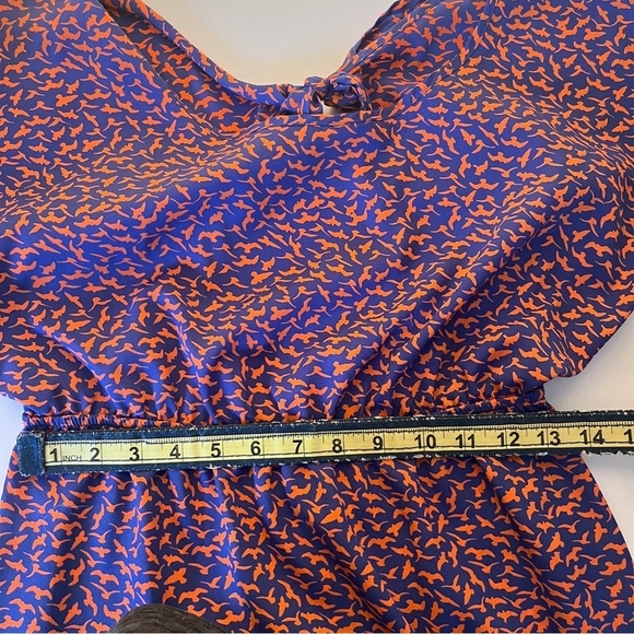 Anthropologie Kiwi Purple Dinosaur Bird Print Dress  | Size Medium Small - Picture 8 of 9